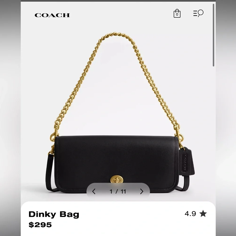 NWOT COACH Dinky Bag in Black Glove tanned leather - Coach Originals - Picture 9 of 11